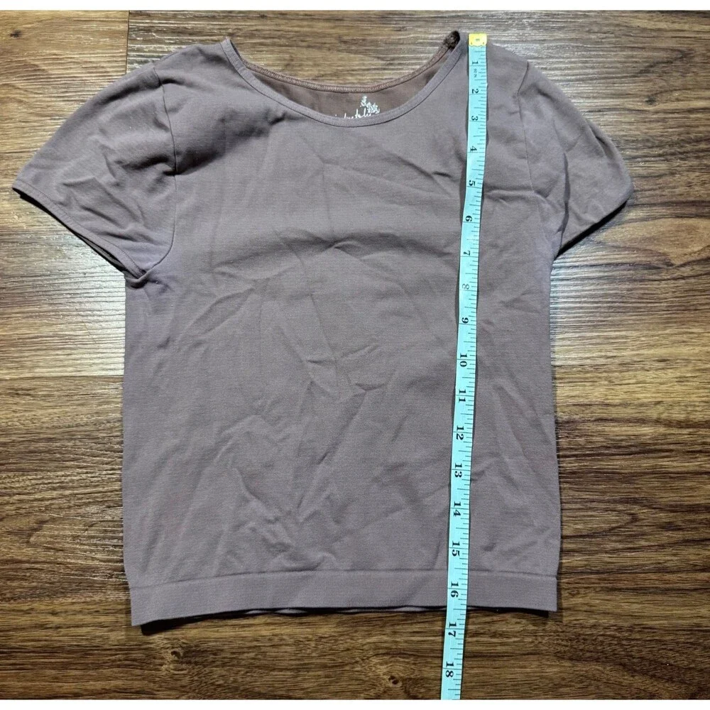 Free People Intimately Crop Top Shirt Women's XS/S Stretch Crew Neck Brown Nylon